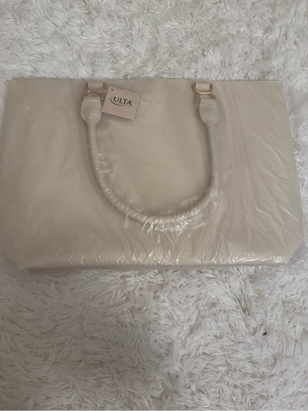 Ulta Beauty Cream Tote with Gold-Tone Hardware